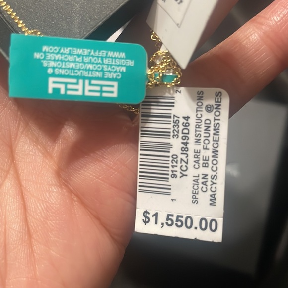 EFFY 14k Gold Diamond Evil Eye Necklace - Picture 5 of 5